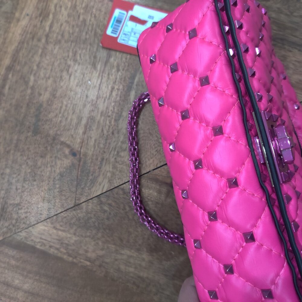 VALENTINO GARAVANI PINK PP Leather Quilted Rockstuds Bag new $3588.00 - Picture 6 of 7